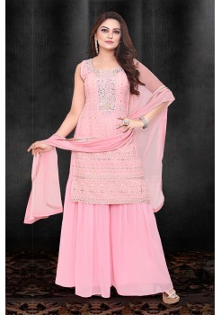 Pink Georgette Designer Sharara 